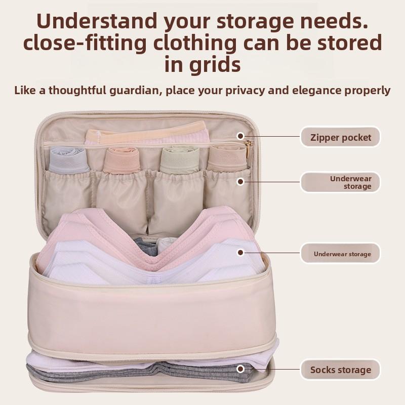 Reiseaufbewahrungstasche Tragbare Unterwäsche Strumpfhose, Socken Organisationstasche, Doppelschichtige Große Kapazität Gepäcktasche Reiseutensilien