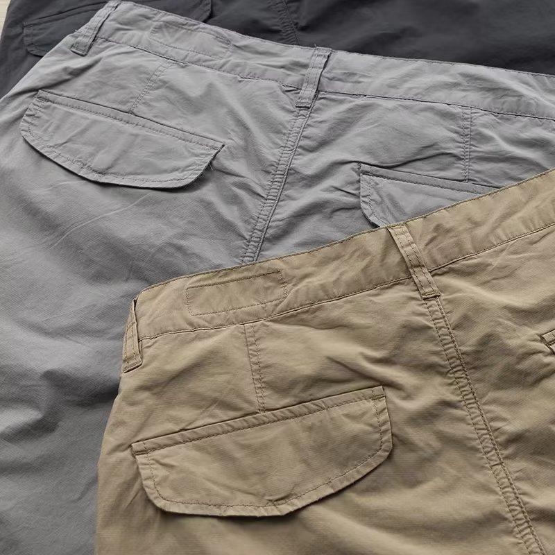 Versatile Solid Color Workwear Casual Pants Summer Loose Straight Leg Cropped Pants Men's Pants