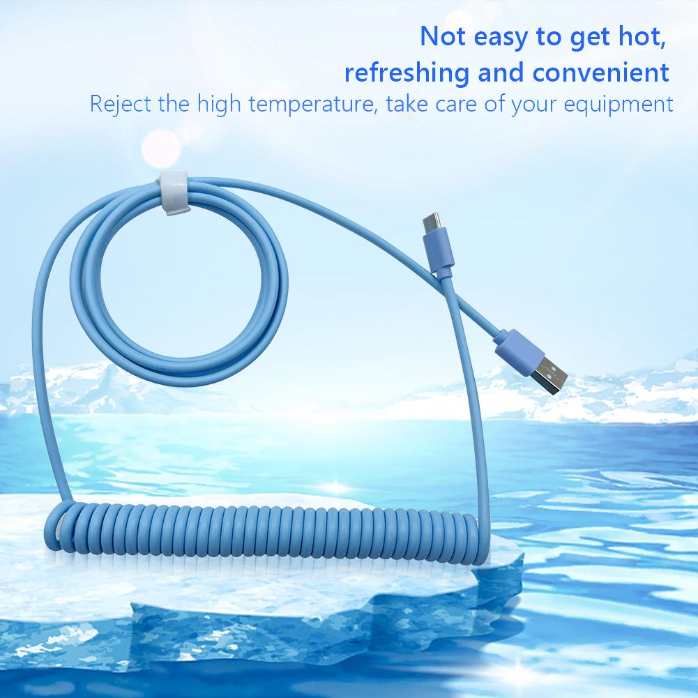 Computer Mechanical Keyboard Data Cable Extension Cord Coiled Charging Cable Type-C To USB Plug-in Spring Line