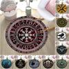 1Pc Viking Theme Printed Circular Carpet, Home Door Mat, Outdoor Travel Protection Carpet A9