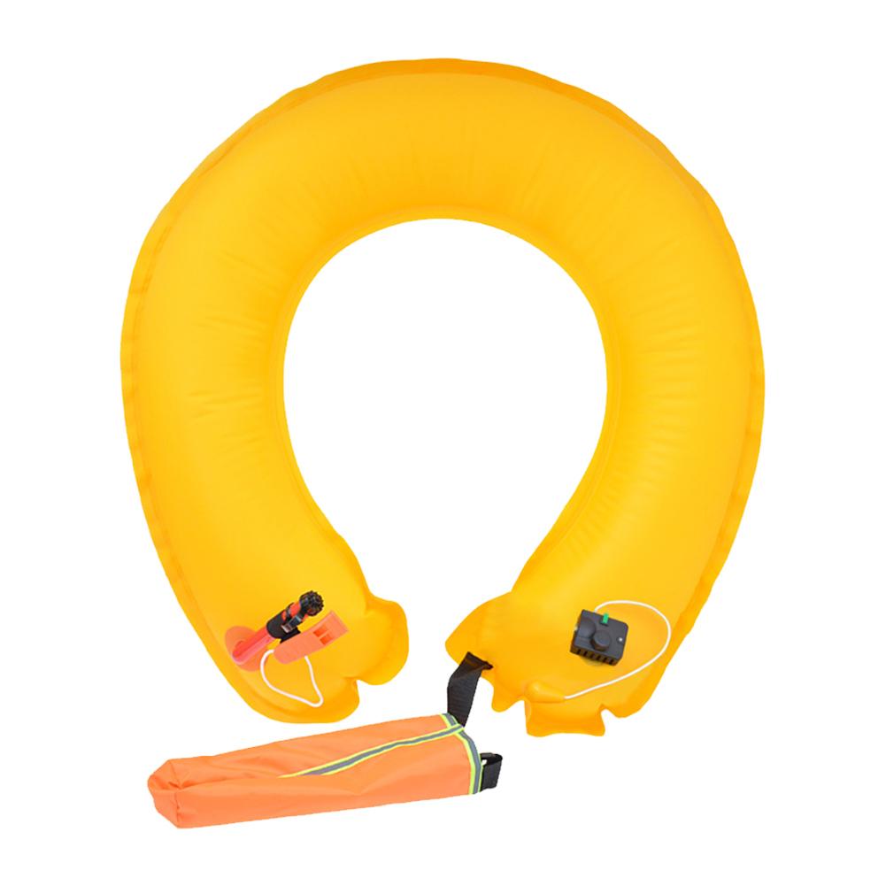 Inflatable Life Jacket Adult Round Buoys with Reflective Strip Manual Life Ring with Hook Rescue Waist Ring for Surfing Boating
