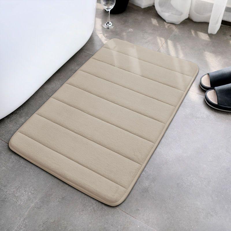 Stain-Resistant Coral Fleece Non-Slip Bath & Entry Mat: Water-Absorbent, Easy-Care, Solid Color