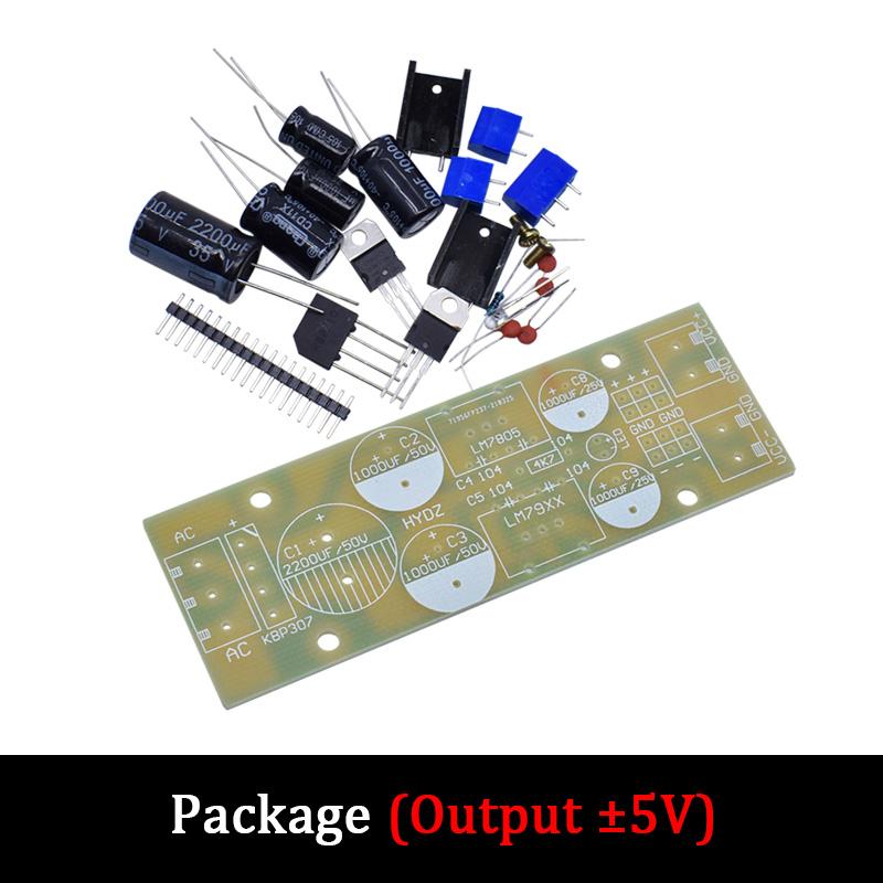 LIZAO AC5-12V to DC ±5V Dual Output LM7805+L7905 Voltage Regulator Kit DIY Power Supply Module with PCB and Components