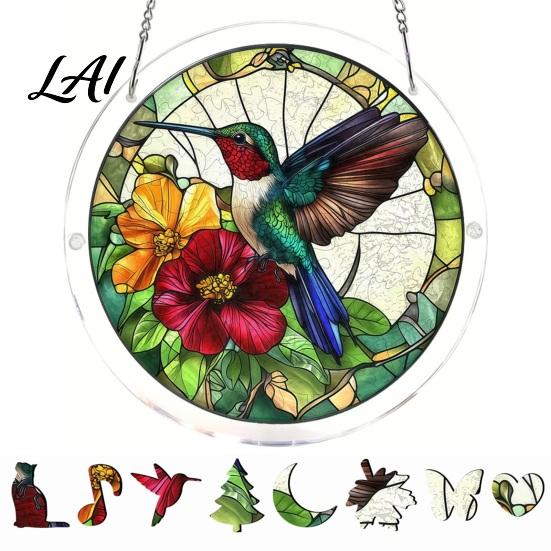 Irregular Puzzle Piece Suncatcher Acrylic Jigsaw Kit Stained Glass Style DIY Window No Glue Hanging Ornament for Home Decor Gift Women Men