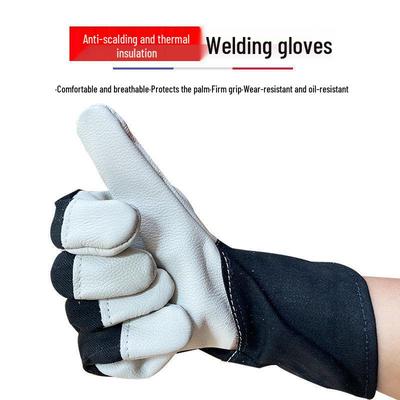 Top Grain Leather Welding Gloves - Wear-Resistant, High-Temperature Resistant, Thickened Cowhide Split-Finger Protection with Free Shipping