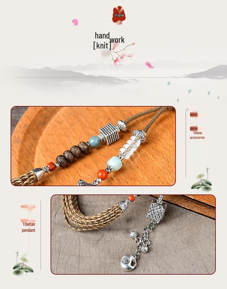 Joias de Prata Feitas à Mão em Estilo Tibetano: Pingentes, Bolsas, Chaveiros, Anéis e Fivelas em Estilo Literário.