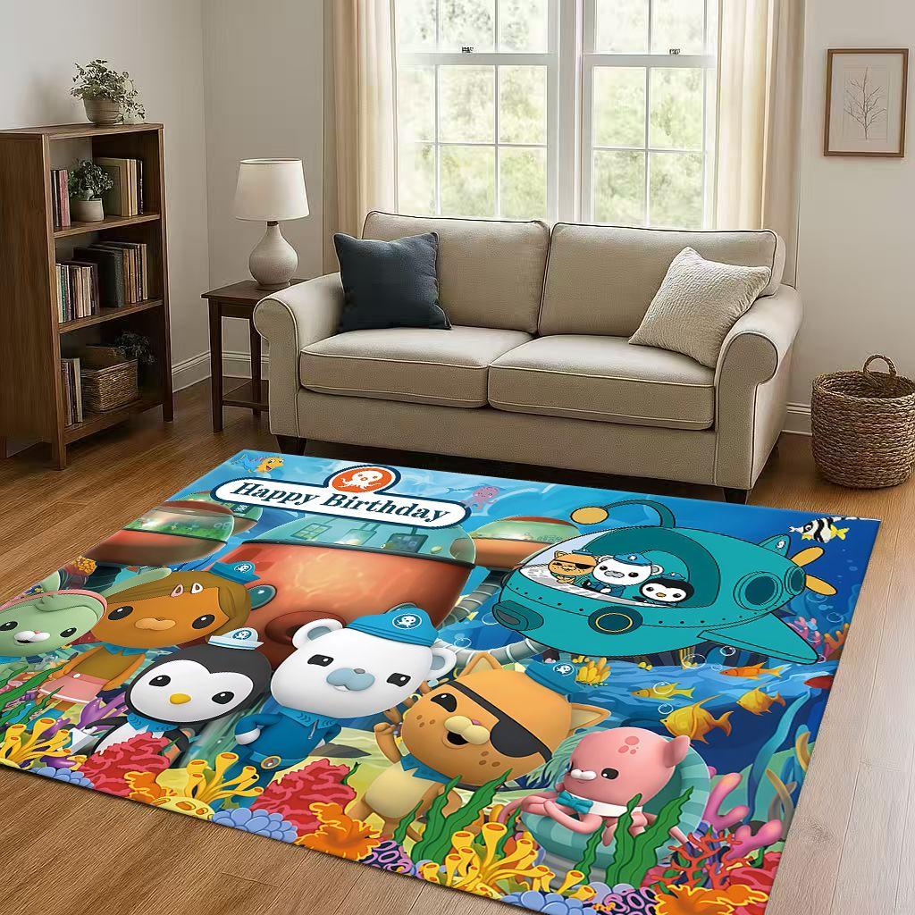 Cute Octonauts Barnacles Cartoon Living Room Non-Slip Area Rug Carpet for Bedroom Playroom Sofa,Easy Clean Home Decor Doormat