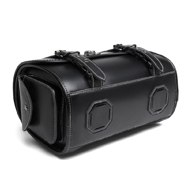 Punk Style Saddlebag Universal PU Side Bag Pouch Travel Luggage Bag with 2 Straps Over Saddles Bag Motorcycle Tool Bag