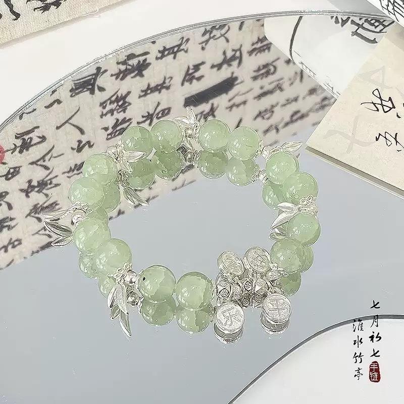 Summer Fresh and Cool Forest-themed Green Crystal Butterfly Ethereal Crystal Bracelet - A Niche Item