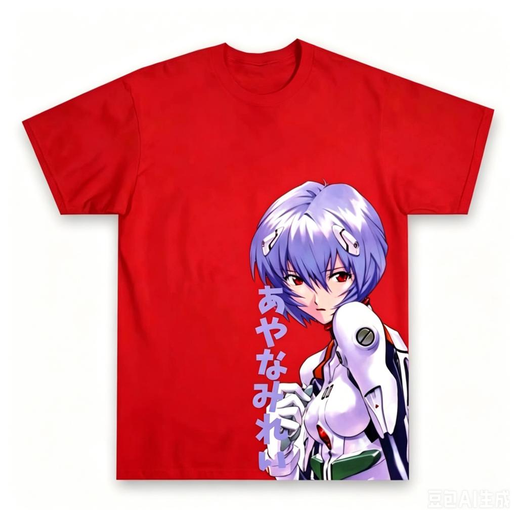 New Anime Gospel Four Seasons Retro  Fabric Harajuku T-shirt, Daily Casual Style for Boys and Girls