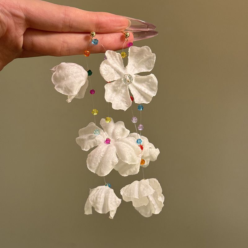 

Тканевые серьги-кисточки с цветами, модные темпераментные серьги, универсальные милые серьги с высоким чувством стиля, женские