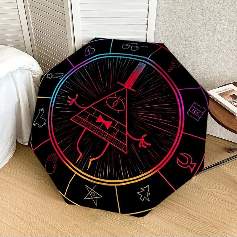 1pc Gravity Falls Bill Cipher Automatic Folding Umbrella - Compact 8-Rib Design, Durable Plastic & Iron, Lightweight for Outdoor Daily Use,  a0929178