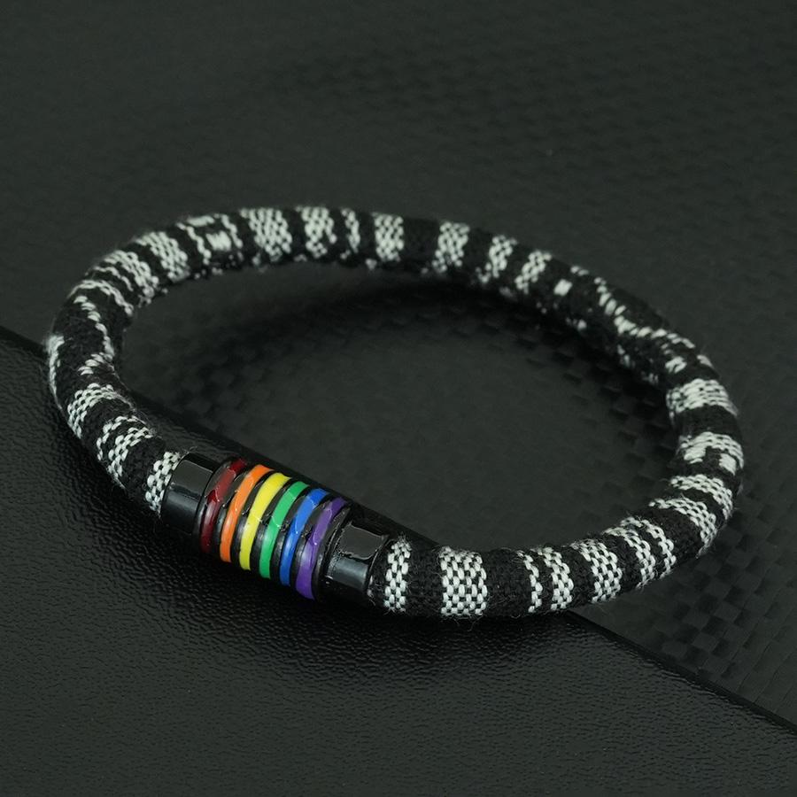 Noter New Bohemian Fabric Rope Bracelet Men Women Rainbow Color Magnet Buckle Bangle Multiple Sizes Meditation Healing Braslet