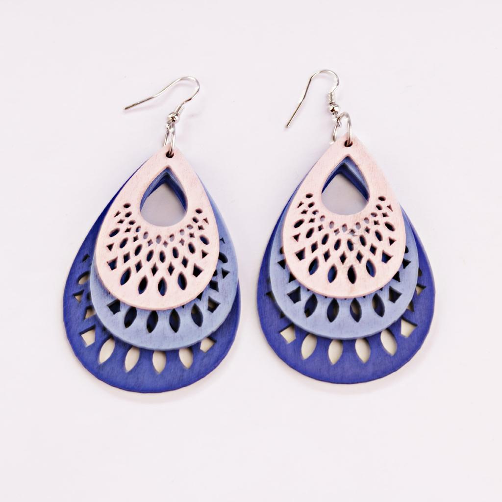 Womens 2025 Handmade Wooden Mixed Color Women's Wood Drop Earrings Summer Vintage Party Gift Women Jewelry Bohemian earrings hot