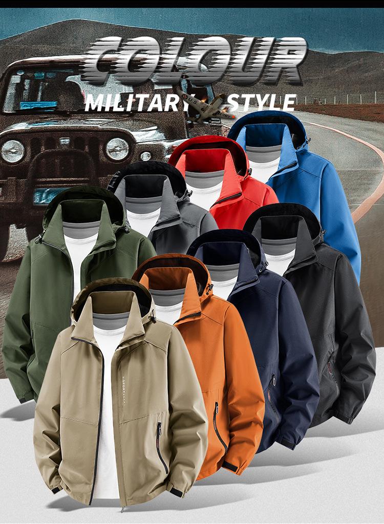 Men's Casual Hooded Windbreaker Jacket - Breathable, Loose Fit, Plus Size, for Spring and Autumn