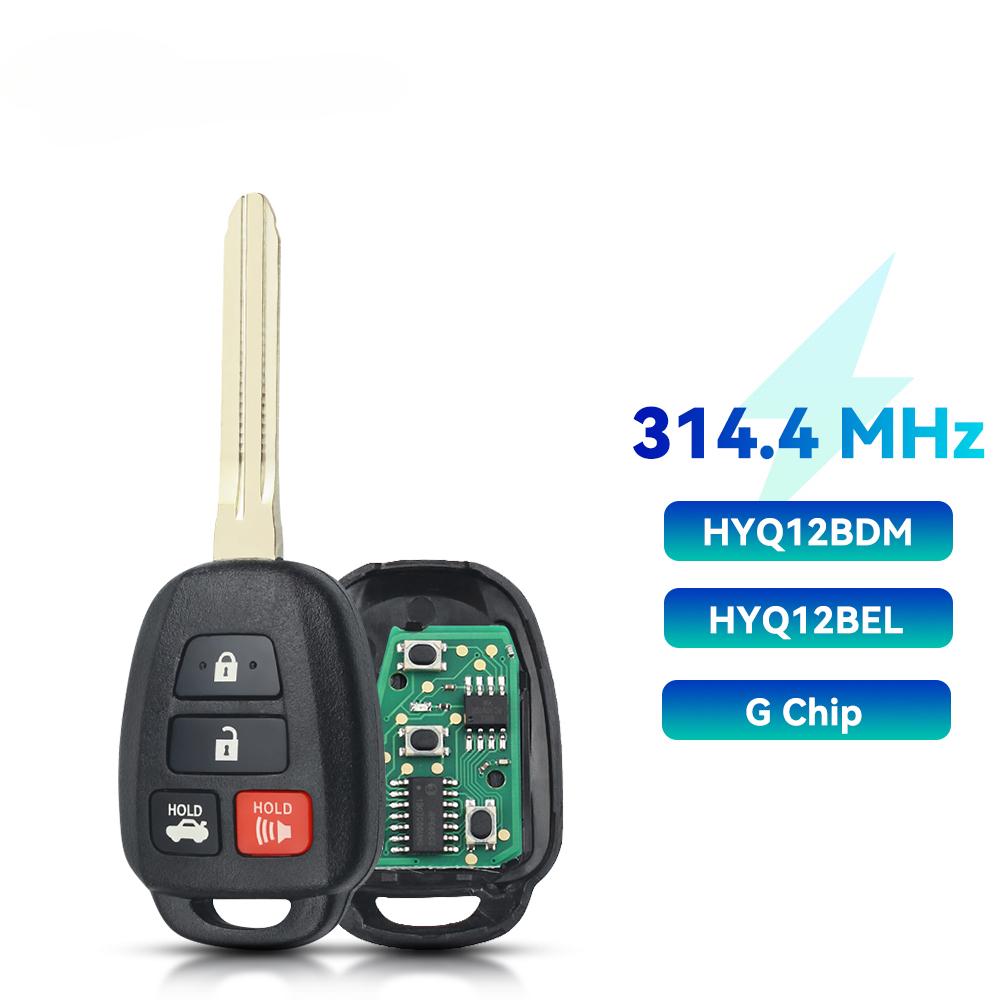 3/4 Buttons HYQ12BDM/HYQ12BEL 314.4Mhz G/ H Chip Remote Car Key Fob for Toyota Camry Corolla Prius C RAV4 2013-2019