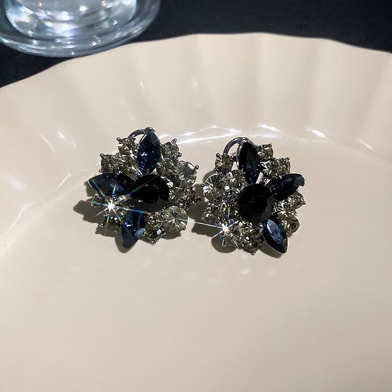 Серьги «Бриллиантовый цветок» из серебряной иглы - Ретро мода, Высокий класс, Легкая роскошь для женщин