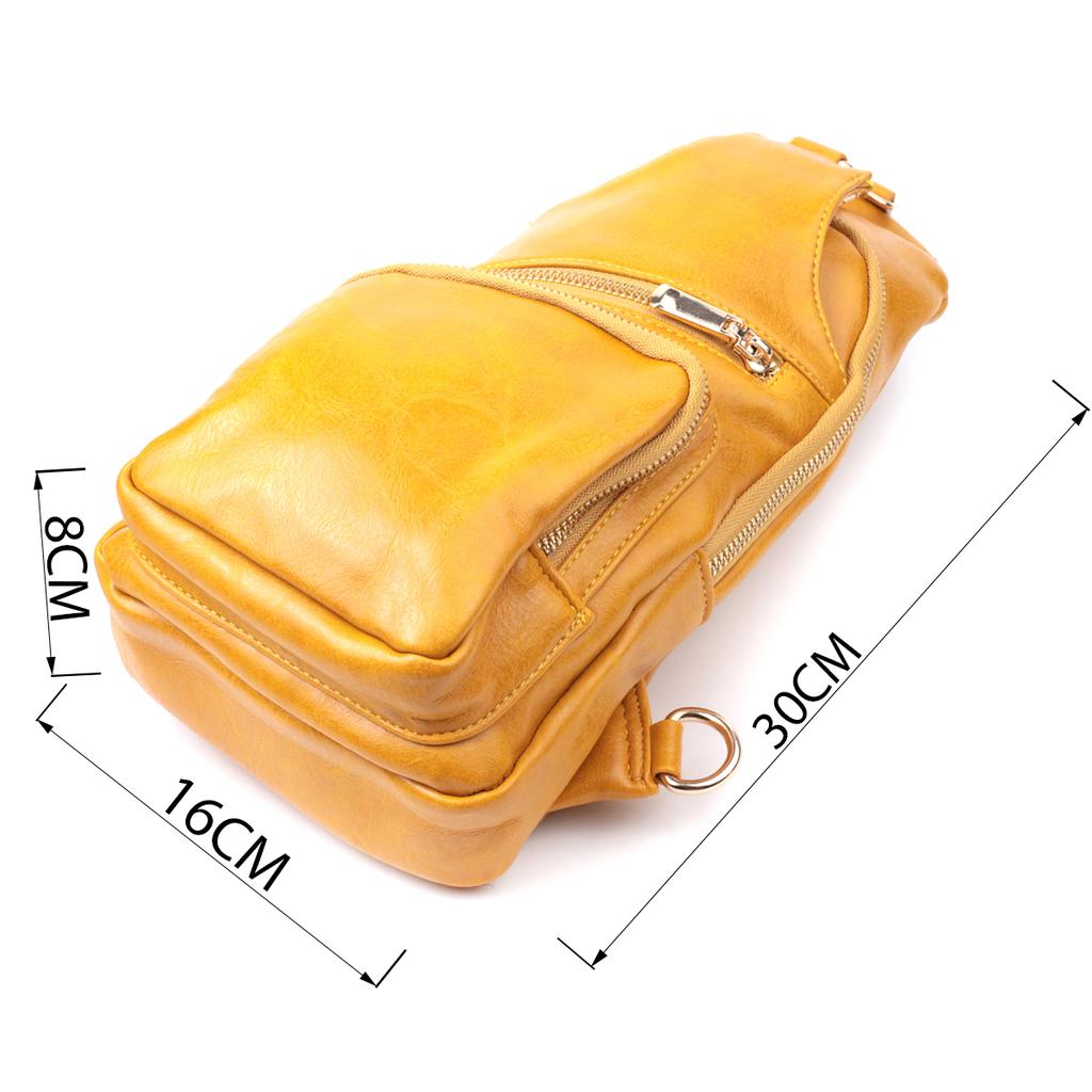 Bright Women's Sling Bag Over the Shoulder Made of Eco-leather VINTAGE Bag 22753 Yellow