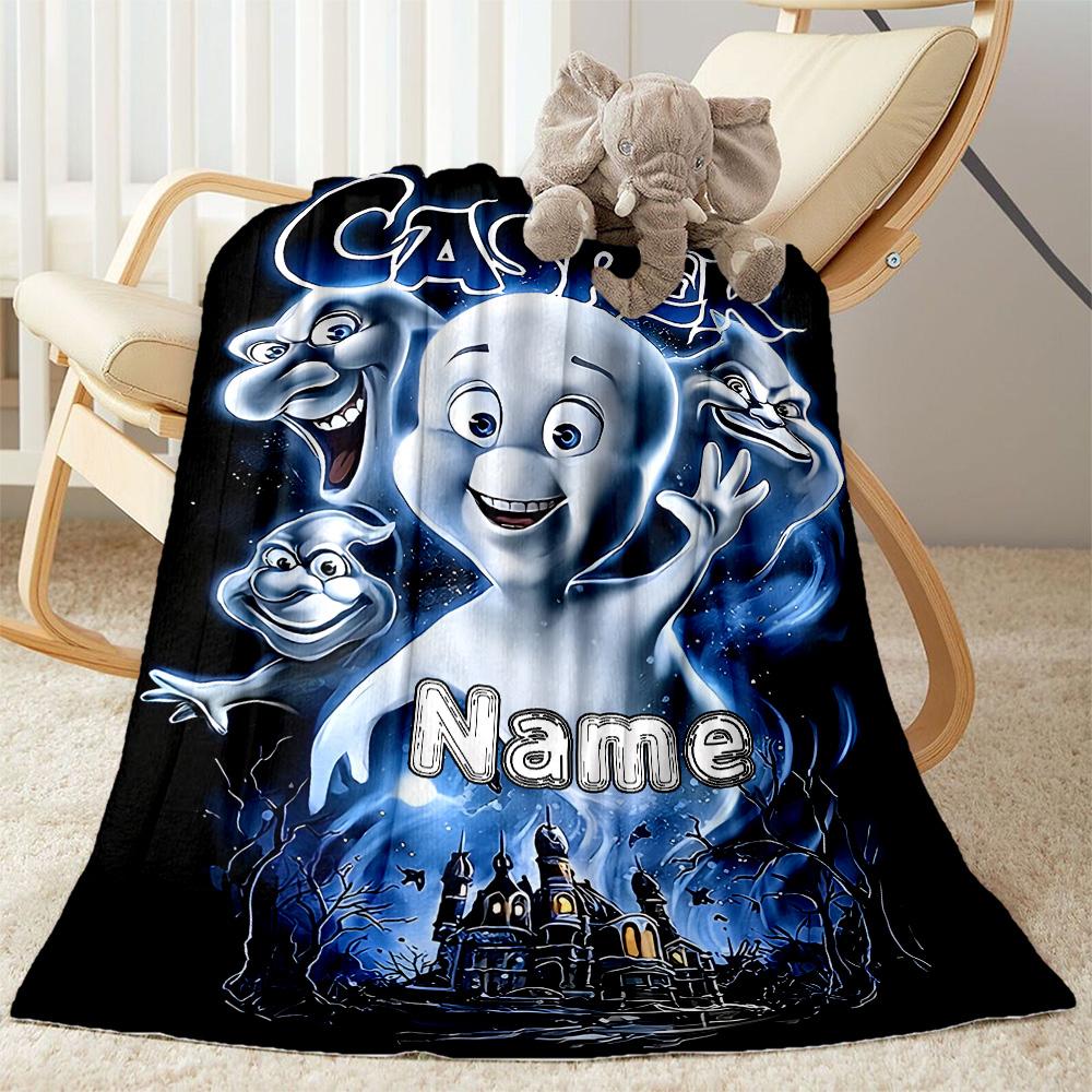 Casper's Halloween Adventure Personalized Name Blanket Throw Personalized Blanket Ultra-Soft Perfect for Chair Office Office Chair Picnics