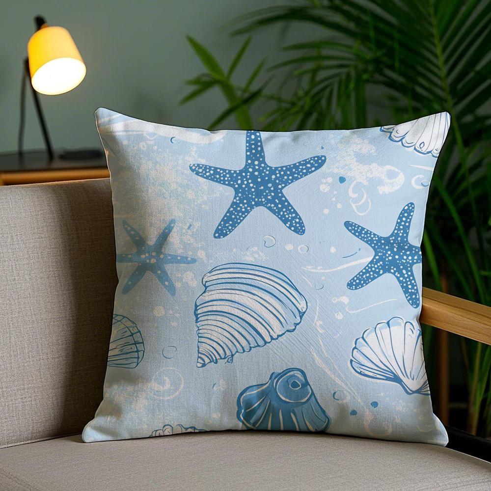 Ocean Animals Cushion Cover Soft Short Plush Double-Sided Printing Home Decor Machine Washable Pillow Case Gift