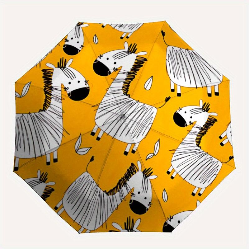 

1pc Zebra Pattern Automatic Open/close, All-Season Portable Folding Umbrella, Travel, Everyday, Formal Events - Compact Luxury Parasol, Outdoor Access