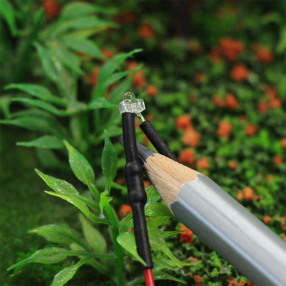 Warm White Chip LEDs with Wiring and Resistors for Diorama Model and More 20-Pack 1.8mm Lighting, Trains, Railways, Buildings,