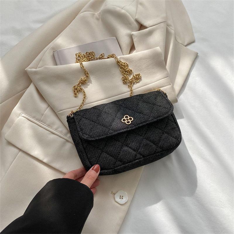 Chic Deep Blue Mini Square Bag Fashionable Women s Shoulder Crossbody For Everyday Use чёрный