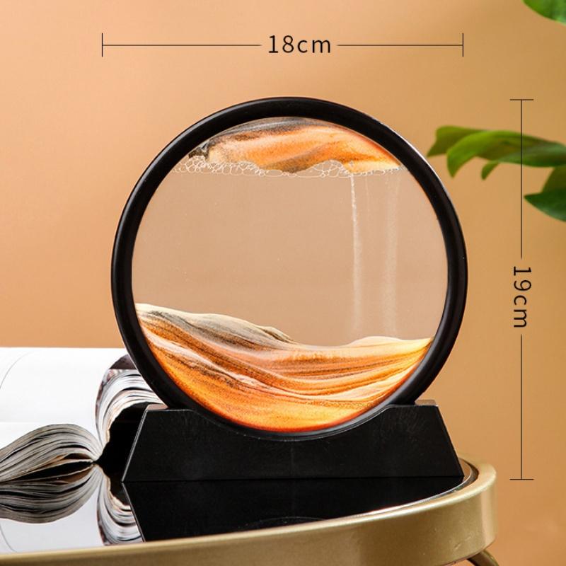 Obraz 3D z dynamicznym ruchomym piaskiem Okrągły szklany ornament Deep Sea Sandscape do relaksującej dekoracji biurka w domu lub biurze Idealny prezent 5 kolorów