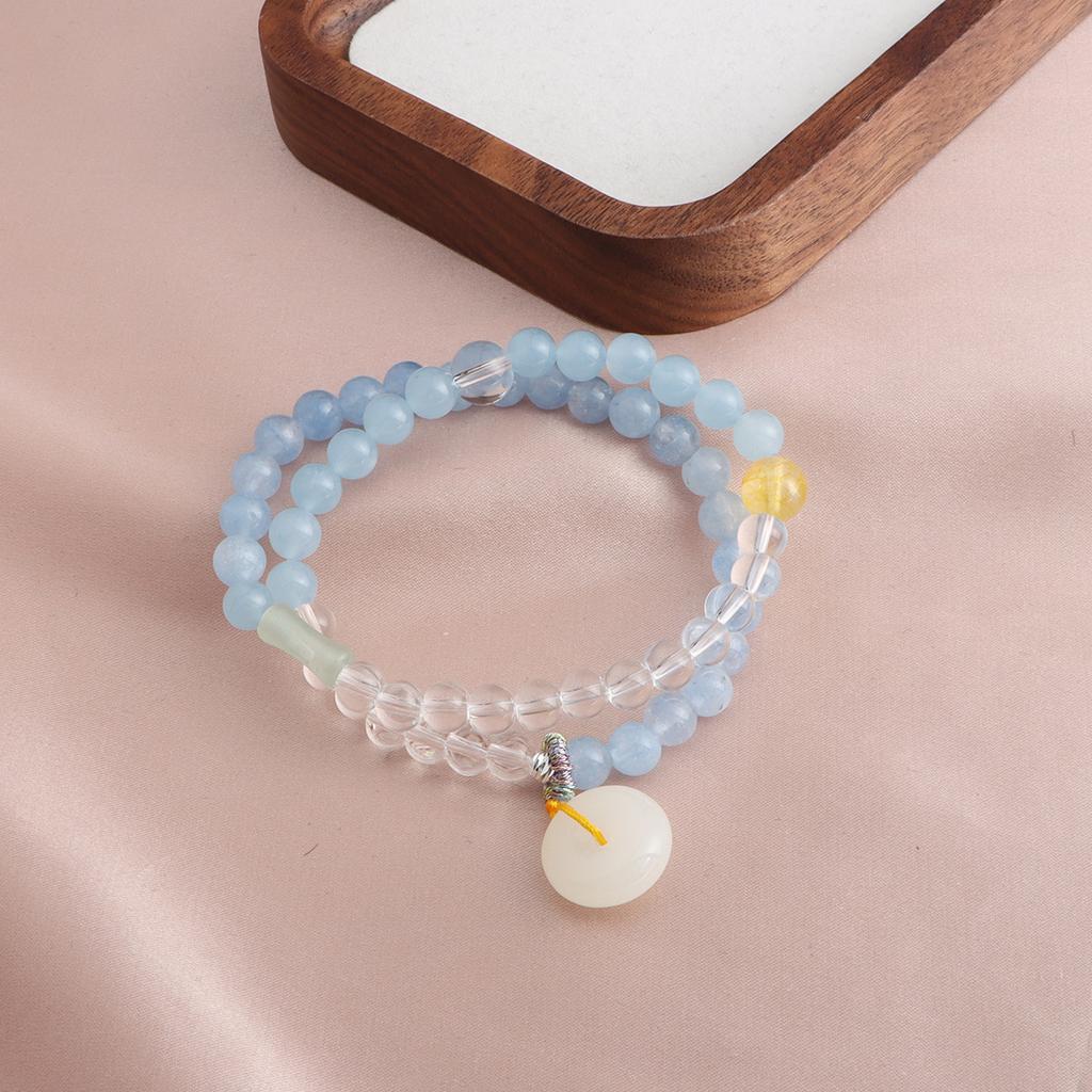 New Chinese bracelet amethyst Myanmar jade sun stone chalcedony safety buckle double circle crystal bracelet versatile bracelet