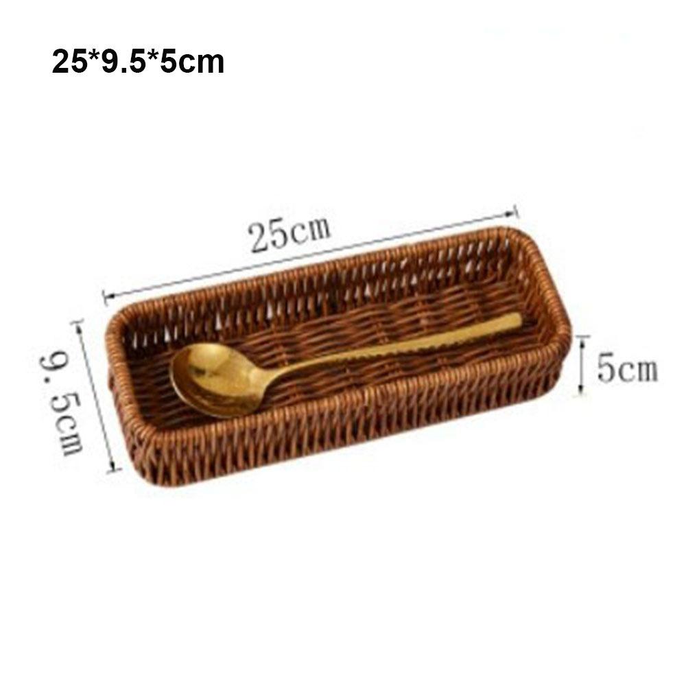 Household Rattan Wicker Woven Serving Baskets Rattan Basket  Restaurant Serving Tabletop Display