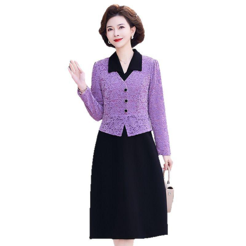 Rochie la modă de primăvară 2025 din două piese cu mâneci lungi pentru femei elegante de vârstă mijlocie