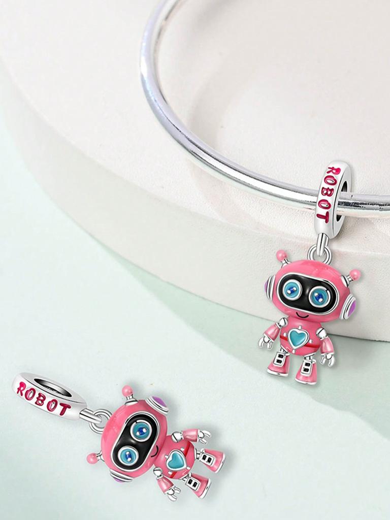 Charms Silber Rosa Rakete Roboter Handy Perlen Charm Kupferbeschichtet Passend Kupferoriginal Armband Für Schmuckherstellung Diy Charm