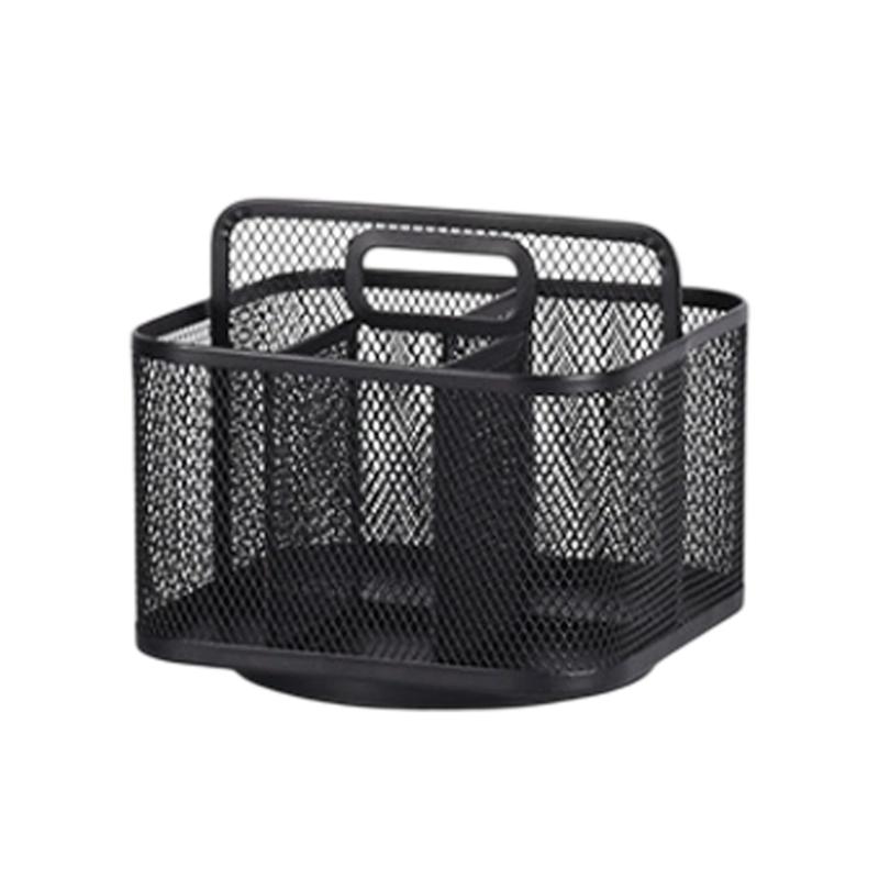 360 Degree Rotating Pen Organiser 5 Sections Metal Pen Stand Large Capacity Space Saving Desktop Organiser for Office