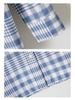 Women's Long Sleeve Plaid Shirt - Blue Cotton Cocoon, Mid-Length, 2026 Spring/Autumn Collection