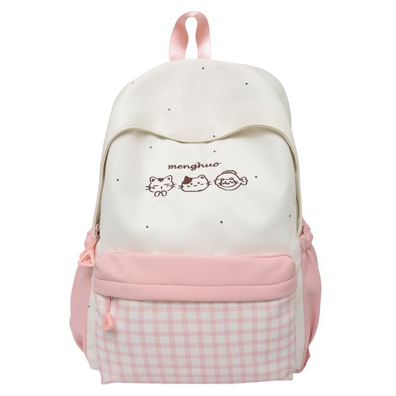 Student Bag Female Junior High School Student Campus Contrast Backpack Lightweight Commuter Backpack