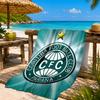 Green Football Club Emblem Printed Microfiber Beach Towel, Soft And Absorbent, Quick-Dry, Ideal for Summer Travel, Beach Essential, Swimming Pool