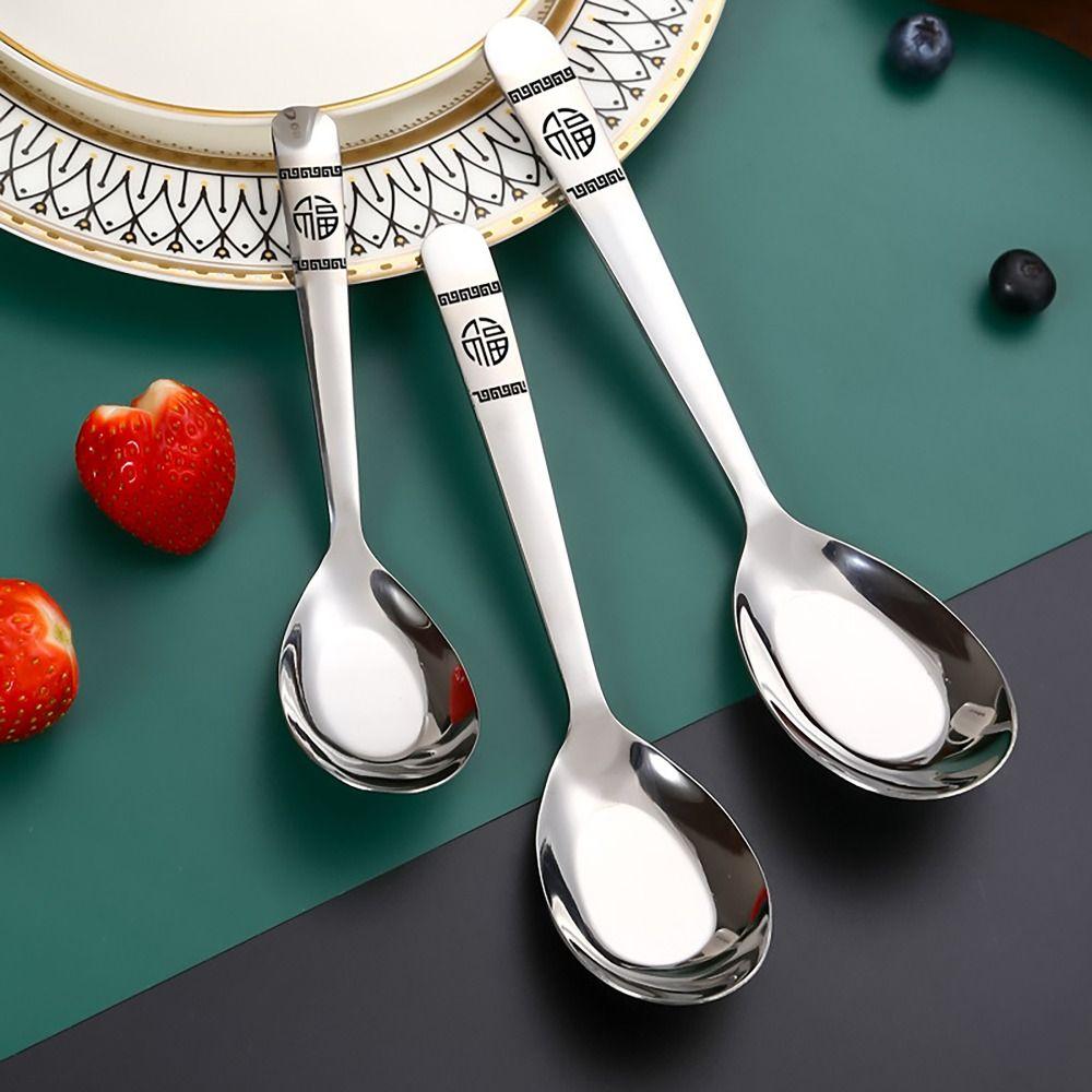 

FU Character Stirring Spoon Curved Handle Dessert Spoon Creative Coffee Spoon for Kitchen Tools S