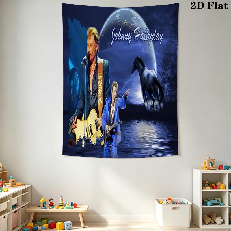 Johnny Hallyday Live Concert Poster Tapestry Fashion Print Background Cloth Background Wall Hanging Cloth Background Cloth Work Of Art