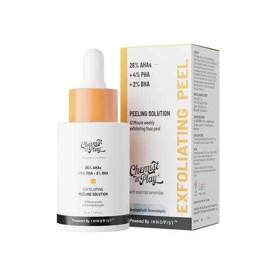 Chemist at play 26% AHA 2% BHA 4% PHA Roztwór peelingujący | Peeling chemiczny do twarzy | 10-minutowy peeling usuwający opaleniznę | Testowany dermatologicznie | 30 ml