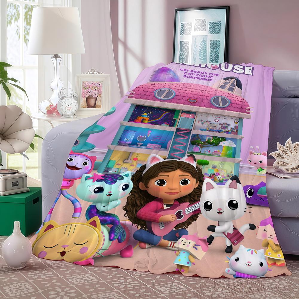Cartoon G Gabby's Dollhouse Blanket For Sofa Office Bed Plane Travel Sleep Read Relax Camping Soft And Warm