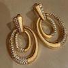 Italian Bouché Vintage Jewelry Brushed Earrings Light Luxury Diamond Inlaid Elegant Dangle Earrings
