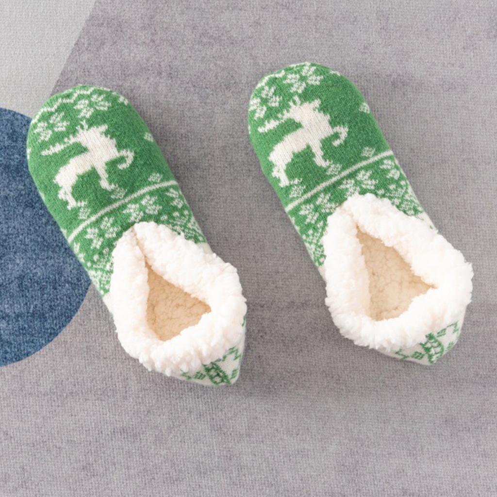 Damen Hirsch Boden Socken, Fünfzackiger Stern Dicke Baumwolle Samt Socken, Haus Schlaf Teppich Socken