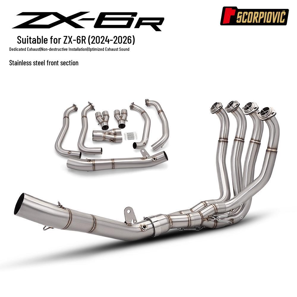 Motorcycle ZX6R Stainless Steel Exhaust Pipe & Muffler Kit (2024-2026)