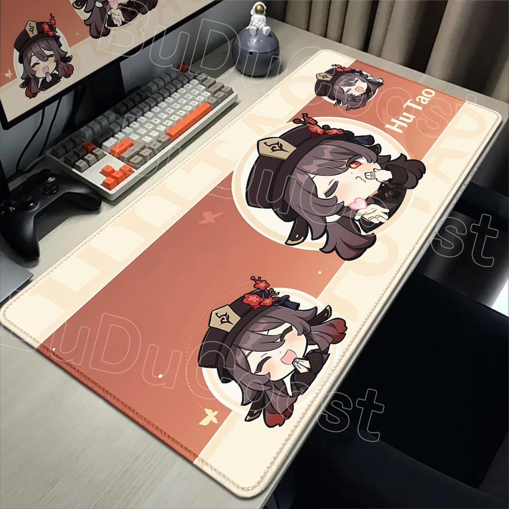 2026 New Wallpaper Genshin Impact Mousepad Cute Kawaii Hu Tao Anime Mouse Pad Large Gaming Mousepad Pc Desk Gamer Keyboard Pads