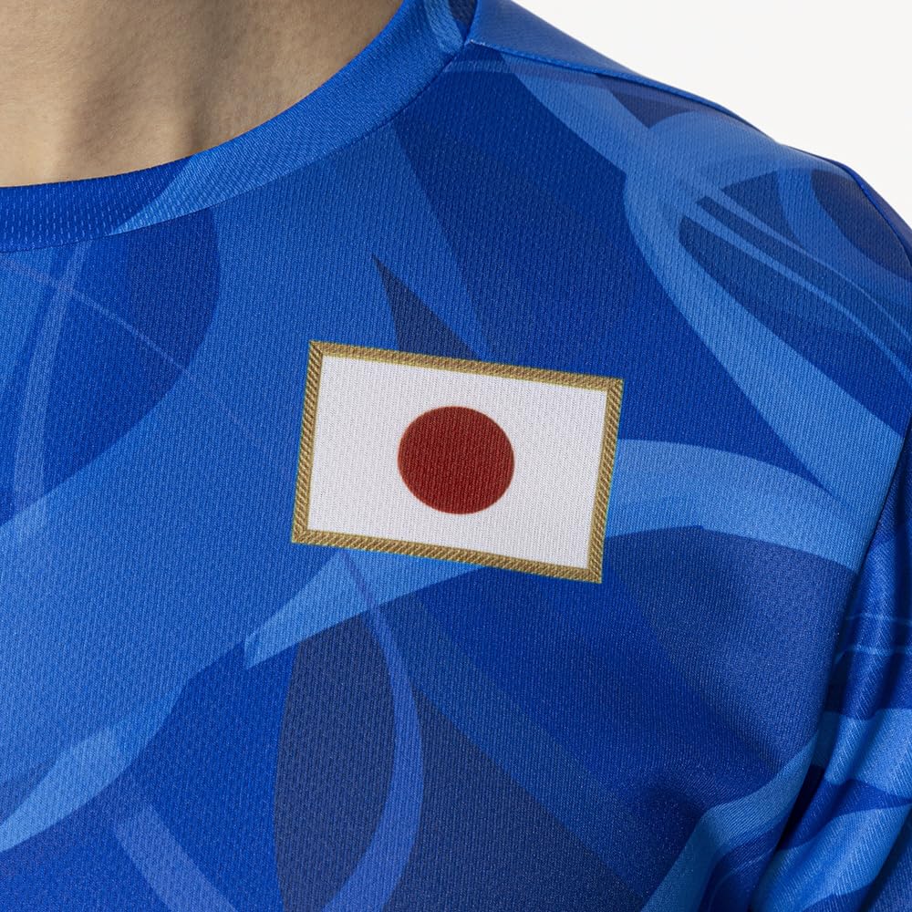 Mizuno Support T-Shirt with JAPAN Logo, Player-Inspired, Unisex, Kids' Sizes Available, MUGEN GRAPHIC 32MABPC1, Directoire Blue, Size 140
