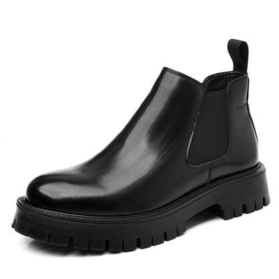 Bottines en cuir pour hommes, chaussures à semelle souple et plate-forme chaudes, bottines Chelsea décontractées pour hommes, nouvelle collection automne hiver
