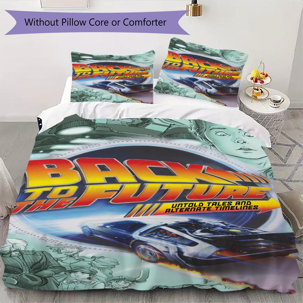 Back to the Future Pattern Bedding,Quilt Set Quilt Cover Pillowcase Home Birthday Gift (1*duvet cover+2*pillowcase,without core)FSJT261012398