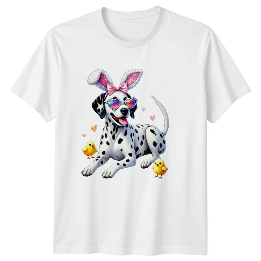 Dalmatian Dog Wearing Bunny Ears Unisexs TShirt Dalmatian Easter Holiday Easter S