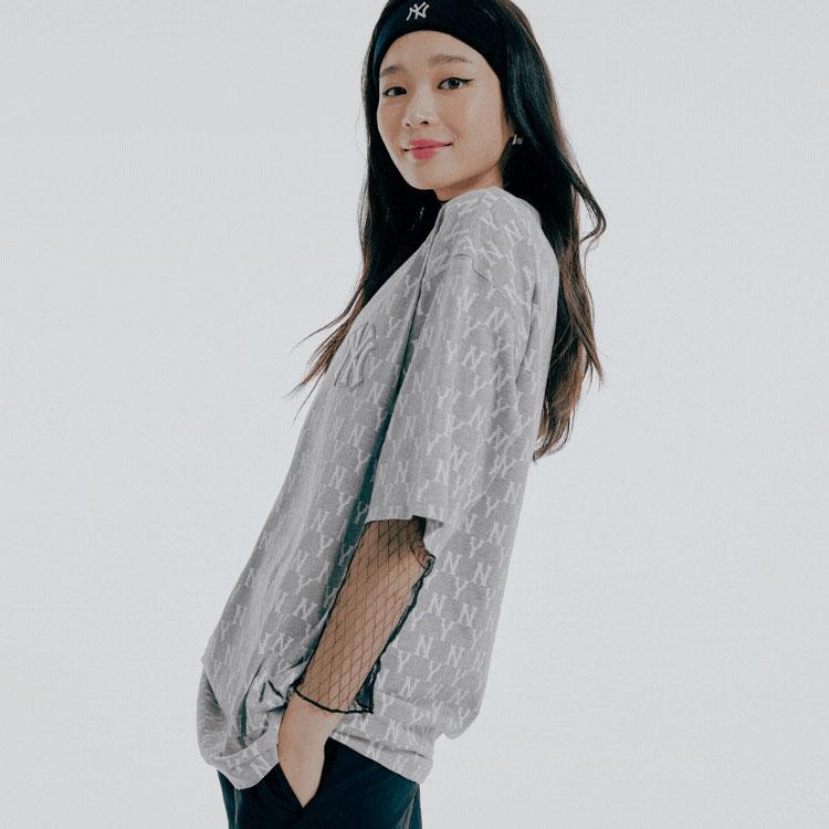 New MLB Set-in Sleeve T-Shirt Unisex Gray 31TSM1131-50M