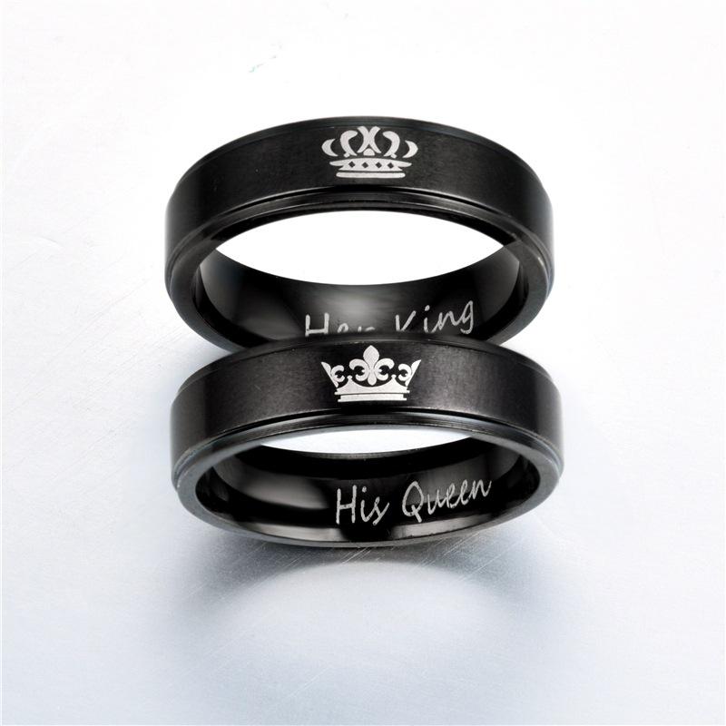 Inel Unisex Cuplu Iubitorii Ei Regelui Lui Regina Titan Steel